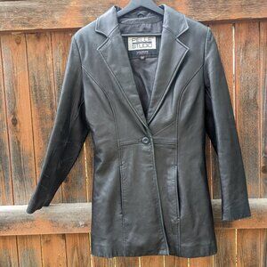 Vintage 90s Wilson’s Leather Black Blazer Jacket Pelle Studio Women's Small Goth